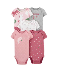 Soft Cotton Baby Girls' Short-Sleeve Bodysuit Set