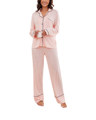 Modal Cotton Long Sleeve Pyjama Set Women Sleepwear Loungewear Two-Piece PJs