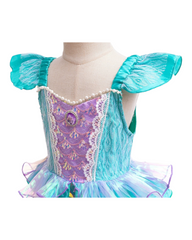 Aqua and Lavender Sequinned Mermaid Dress with Ruffles