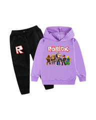 Roblox Cartoon Graphic Girls Tracksuit Hoodie and Pants Set