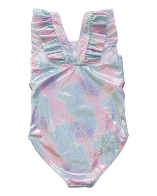 Multi-Coloured One-Piece Swimsuit with Sequin Design
