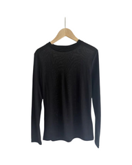 Long Sleeve Round Neck Stretch T-Shirt – Soft Satin Blend Casual Top