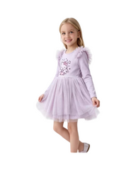 Long-Sleeve Velvet and Tulle Holiday Dress for Girls