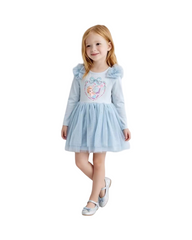 Long-Sleeve Velvet and Tulle Holiday Dress for Girls