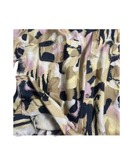 Vintage 100% Silk Short Sleeve Button Down Shirt – Abstract Patterned Summer Cuban Camp Collar Top