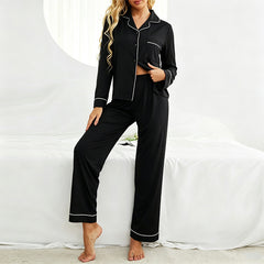 Modal Cotton Long Sleeve Pyjama Set Women Sleepwear Loungewear Two-Piece PJs