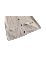 Beige Knit Cardigan Jacket with Pockets & Round Neck - Women’s Long Sleeve Crop Bolero