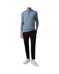 Soft Lambwool Knit Men's Pullover Sweater - Classic Mock Neck Insulated Top