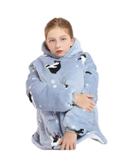 Oversized Kids Fluffy Hoodie Blanket – Warm & Snuggly Oodie