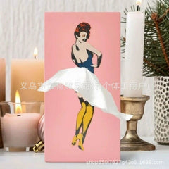 Lady Pulling Tissue Skirt Tissue Box