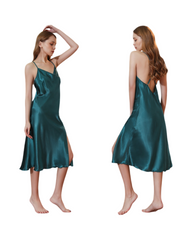 Silk Lace Slip Nightgown Dress for Women Sleeveless Midi Sleepwear Lingerie