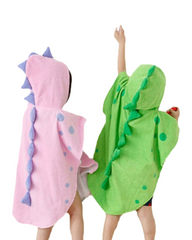 Dinosaur Hooded Beach Towel for Kids and Toddlers – 100% Cotton Terry Poncho