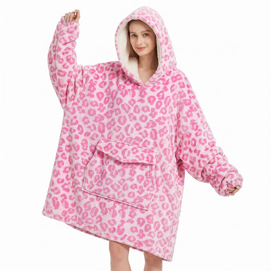 Oversized Fleece Wearable Blanket Hoodie – Warm Plush Sherpa Loungewear