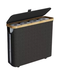 Slim Toilet Paper Storage Holder Organizer with Bamboo Lid