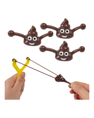 Stretchy Flying Poop Slingshot Set - Novelty Poop Launcher Finger Toys for Kids Party Favors