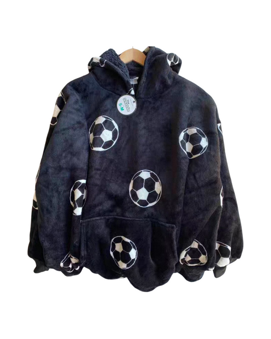 Soccer Print Oversized Fleece Oodie – Ultra Soft & Warm
