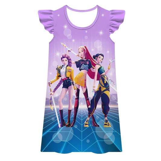 Girls K-Pop Demon Hunters Graphic Print Dress