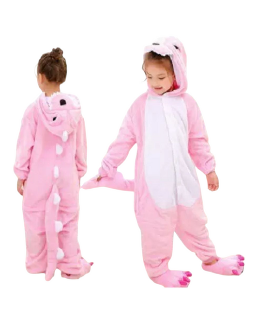 Fluffy Dinosaur Onesie with Hood and Tail