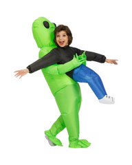 Inflatable Alien Piggyback Costume for Kids and Adults – Funny Blow Up Alien Carrying Human Suit for Halloween & Cosplay