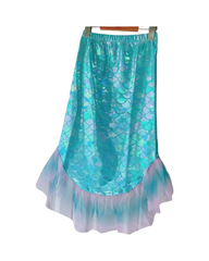 Sparkly Mermaid Tail Costume Skirt with Iridescent Fish Scale Print