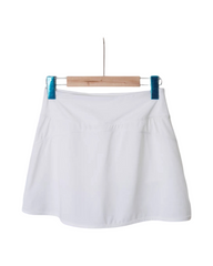 White Pleated Women's Tennis Skirt with High-Waisted Athletic Skort Design