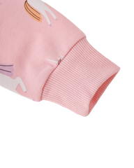 Long Sleeve Unicorn Print Sweatshirt For Girls Featuring Ribbed Cuffs and Hem
