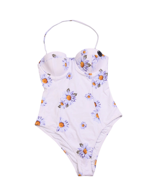 Cute Daisy Print One Piece Swimsuit