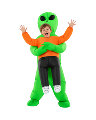 Inflatable Alien Piggyback Costume for Kids and Adults – Funny Blow Up Alien Carrying Human Suit for Halloween & Cosplay