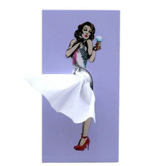 Lady Pulling Tissue Skirt Tissue Box