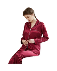 Breathable & Silky Satin Long-Sleeved Pyjamas Set