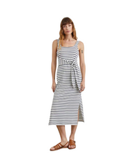 Striped Square Neck Spaghetti Strap Midi Dress - Casual Summer A-Line Sun Dress