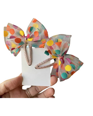 Multi-Color Polka Dot Hair Bows-Cute Chiffon Bow Clips for Girls