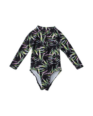 Long Sleeve Floral Toddler Rash Guard Swimsuit Bodysuit One-Piece