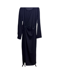 Navy Blue Midi Dress with Long Sleeves – Comfortable Soft Stretch A-Line Dress