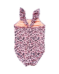 Sleeveless Infant Girls Cheetah Swimsuit – Ruffle Shoulder Summer One-Piece