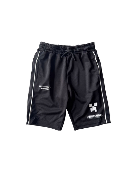 Black Sports Shorts with Minecraft Print