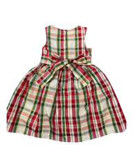 Vintage Plaid Sleeveless Sundress – Classic Tartan Bow Accent Toddler & Girls Dress