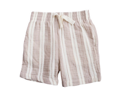 Striped Short Sleeve Linen Button Down Toddler Two Piece Outfit Set