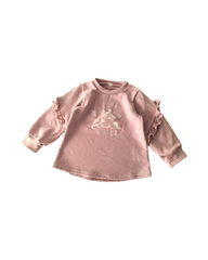 Soft Ribbed Knit Frill Trim Sweatshirt for Toddler Girls