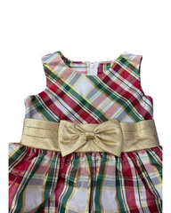 Vintage Plaid Sleeveless Sundress – Classic Tartan Bow Accent Toddler & Girls Dress