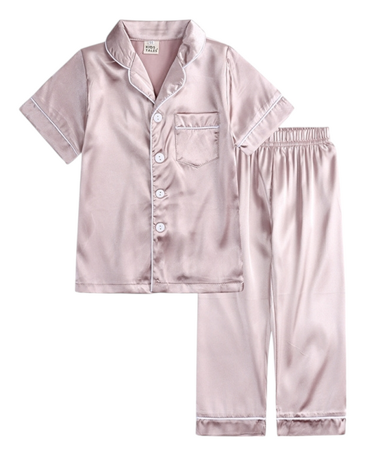 Girls' Silky Shirt and Pants Pyjama Set