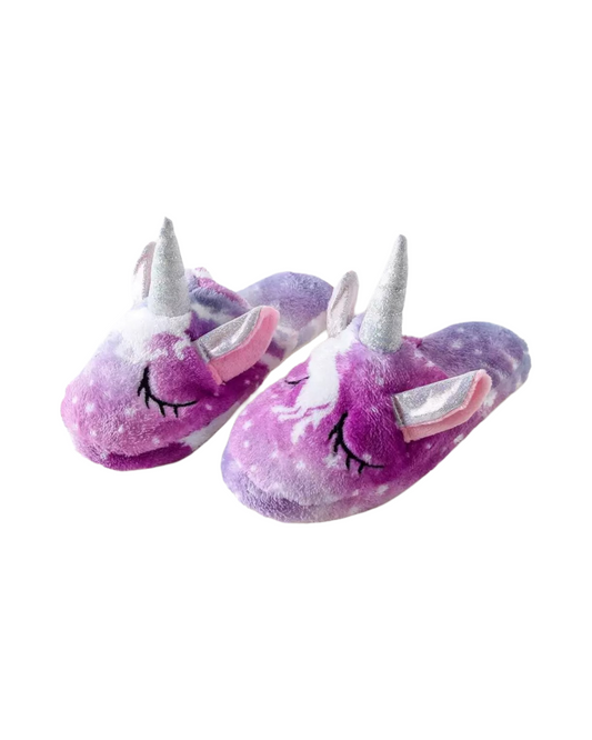 Cute Fluffy Girls Slippers Unicorn Patterned Slippers