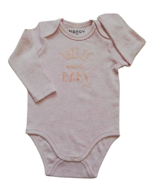 Long-Sleeved Baby Girls' Onesie with Text Design