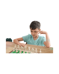 Green Pixel Block Video Game Styled Interactive Tabletop Strategy Chess Set