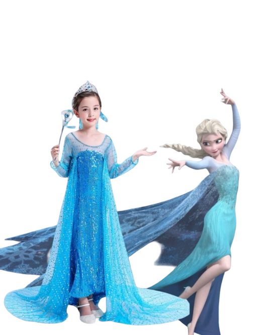 Girl Elsa Dress Princess Halloween Cosplay Party Kids