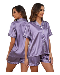 Two-Piece Button-Up Silky Pyjama Set