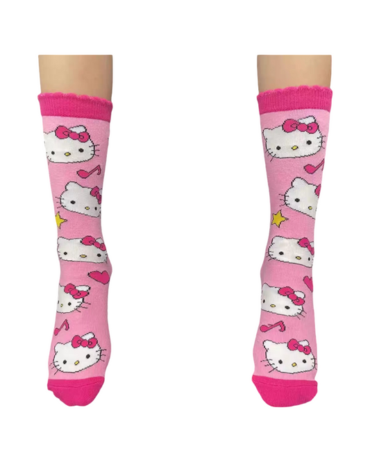 Hello Kitty  Crew Socks – Cute Pink & White Character Socks