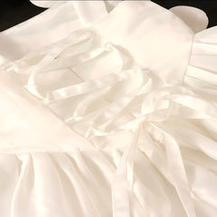 White Rosette Accent Tulle Sleeveless Special Occasion Dress