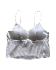 Silk Spaghetti Strap V Neck Camisoles with Built-in Bra