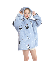 Oversized Fluffy Oodie with Animal Design